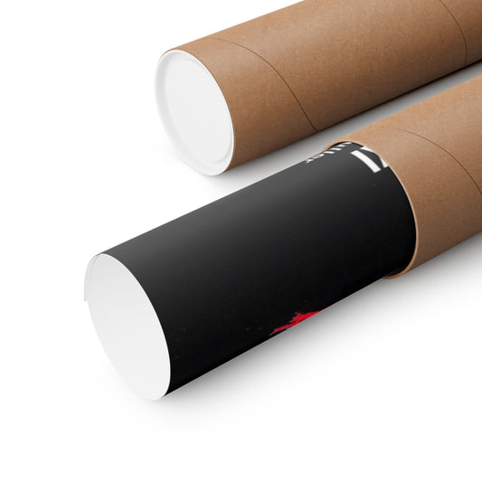 Two cylindrical paper tubes, one brown and one black with white ends, on a white background.