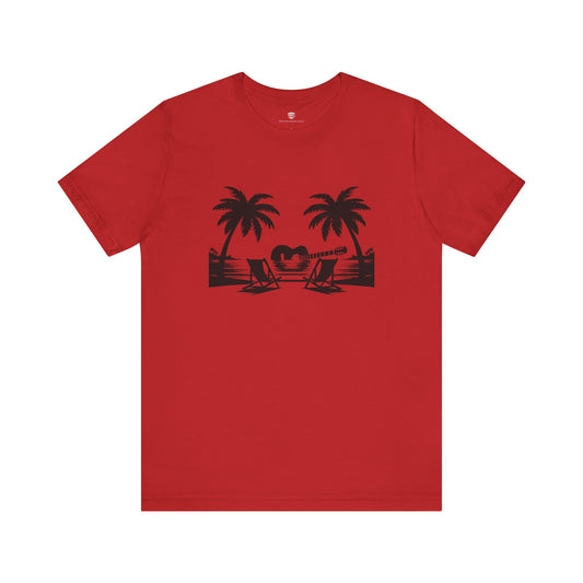Unisex T-Shirt Guitar Music Beach Red