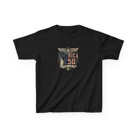 Black t-shirt with a graphic design on a white background