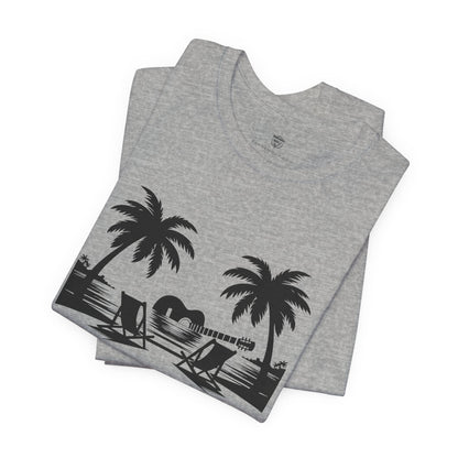 Unisex T-Shirt Guitar Music Beach Grey