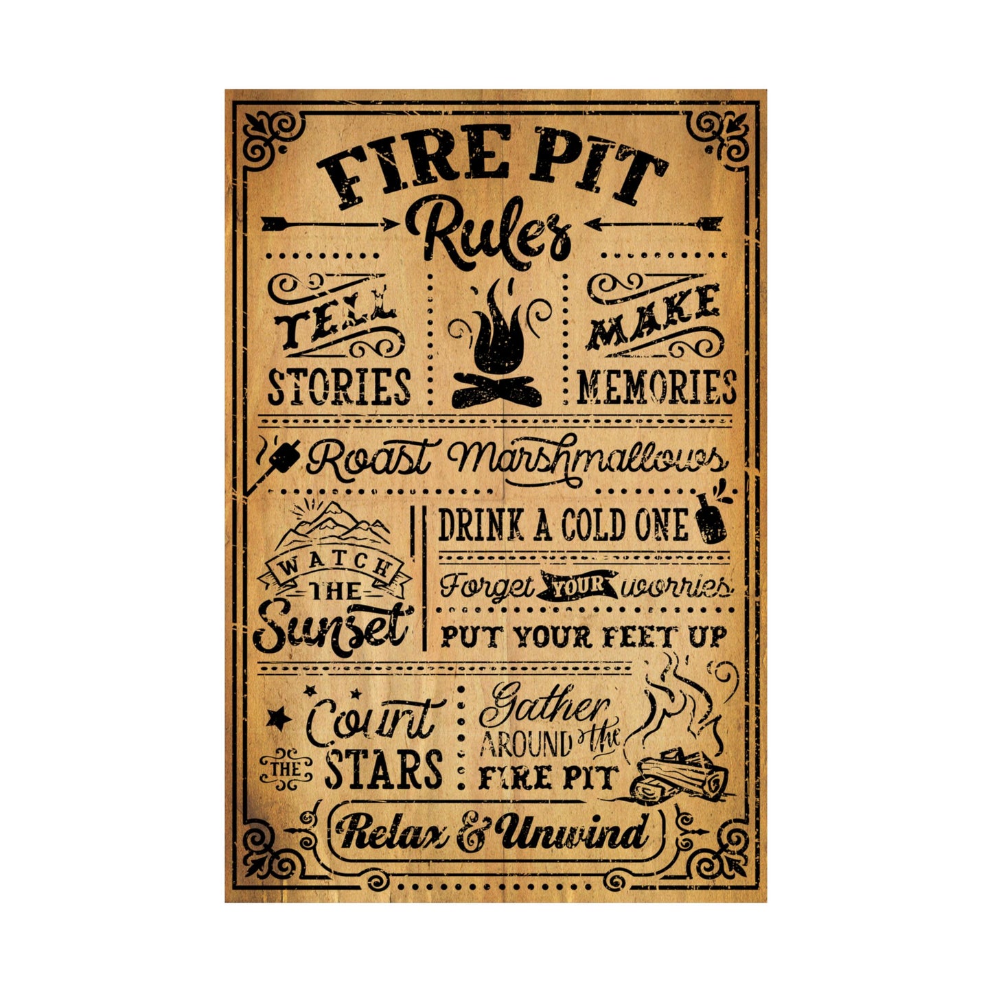 Poster with decorative text on a white background