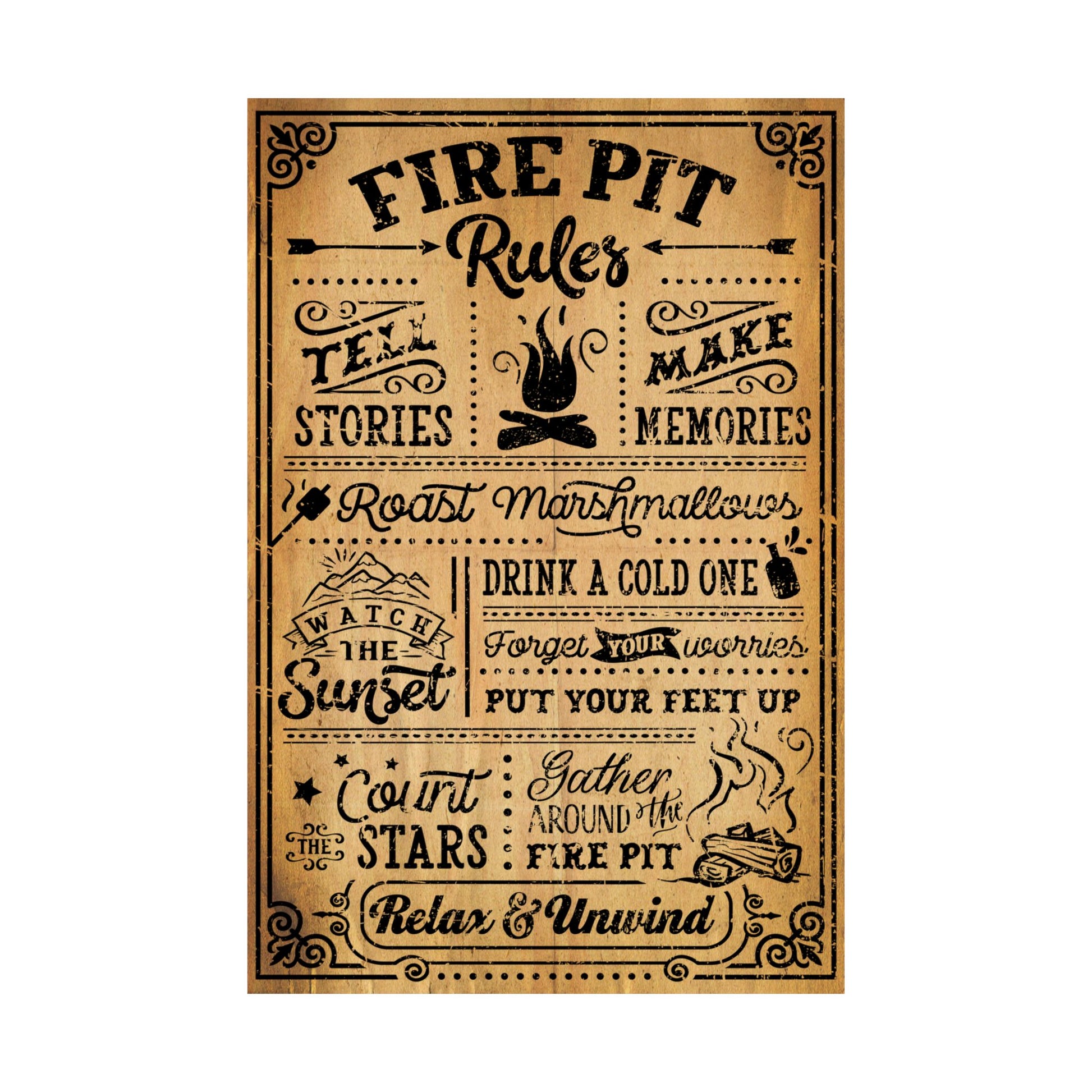 Poster with decorative text on a white background