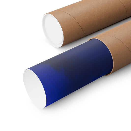 Two cardboard tubes, one blue and one brown, on a white background