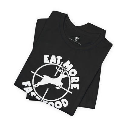 Green t-shirt with white graphic and text on a white background