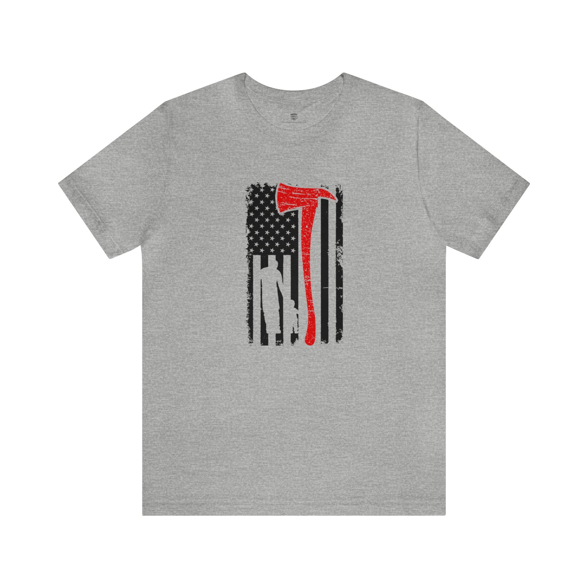 Patriotic Fireman Graphic Tee Grey