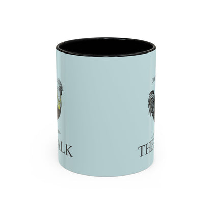 Light blue mug with black interior on a white background