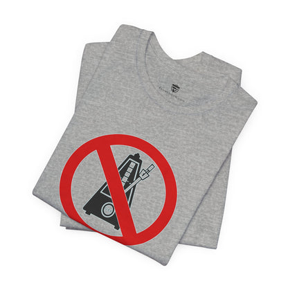 Gray t-shirt with a no symbol on a white background