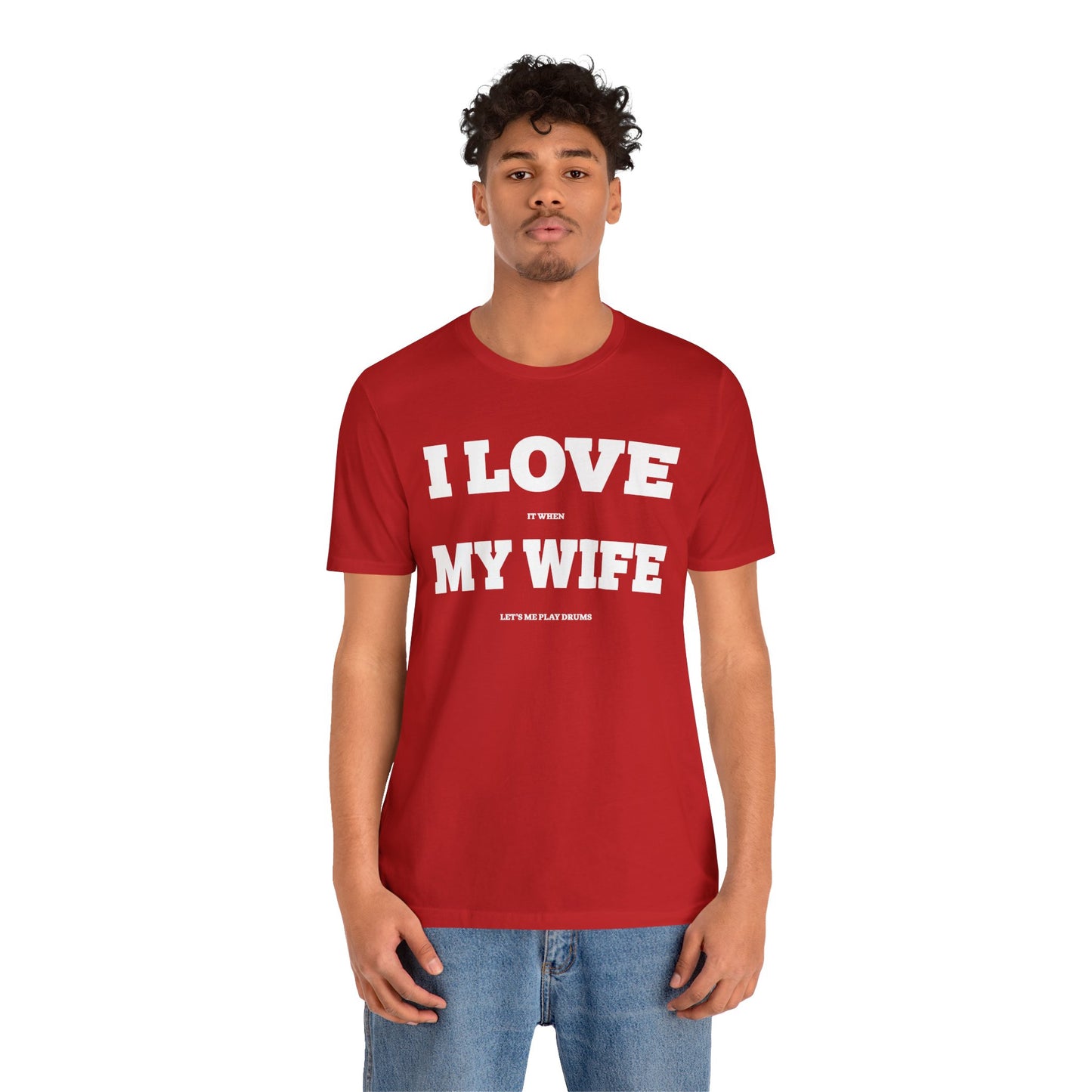 Funny Unisex T-Shirt Drummer Music Wife Red