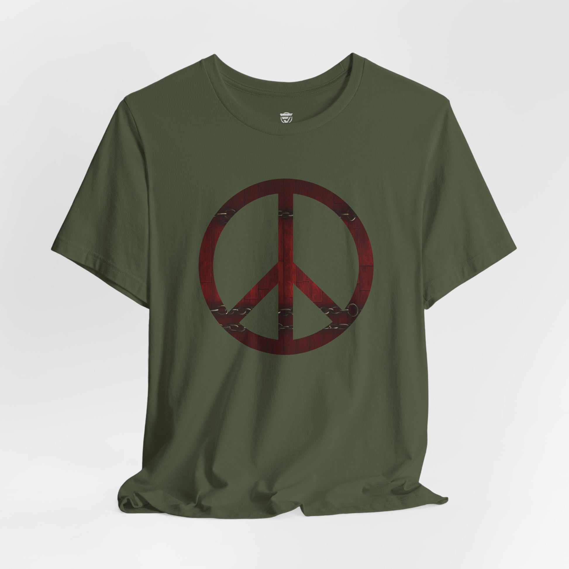 Unisex T-Shirt Chest Wood Peace Sign Military Green