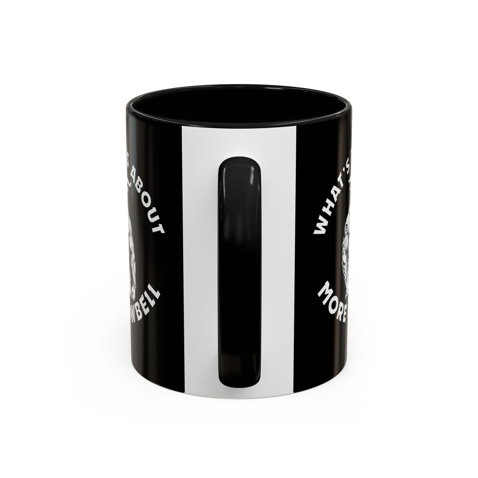 Black and white mug with text on a white background
