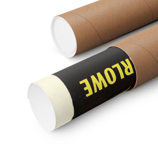 Two cardboard tubes with white ends and a black label featuring 'RLowe' in yellow on a white background.