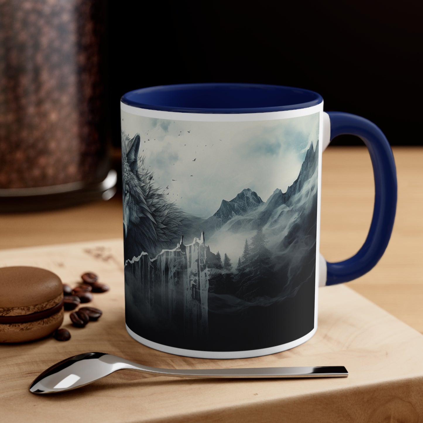 Accent Coffee Mug Wolf Navy