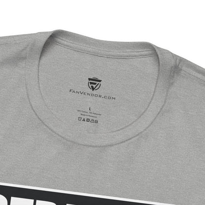 Gray t-shirt with 'FanVendor.com' logo and text on a white background