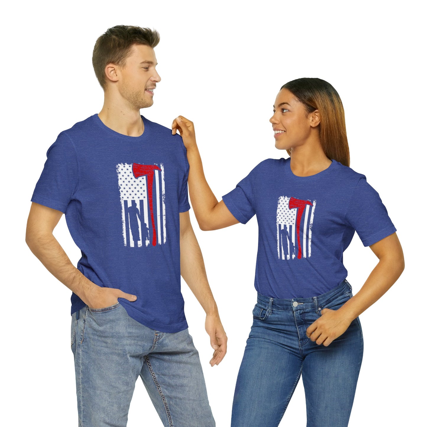 Patriotic Fireman Graphic Tee Blue