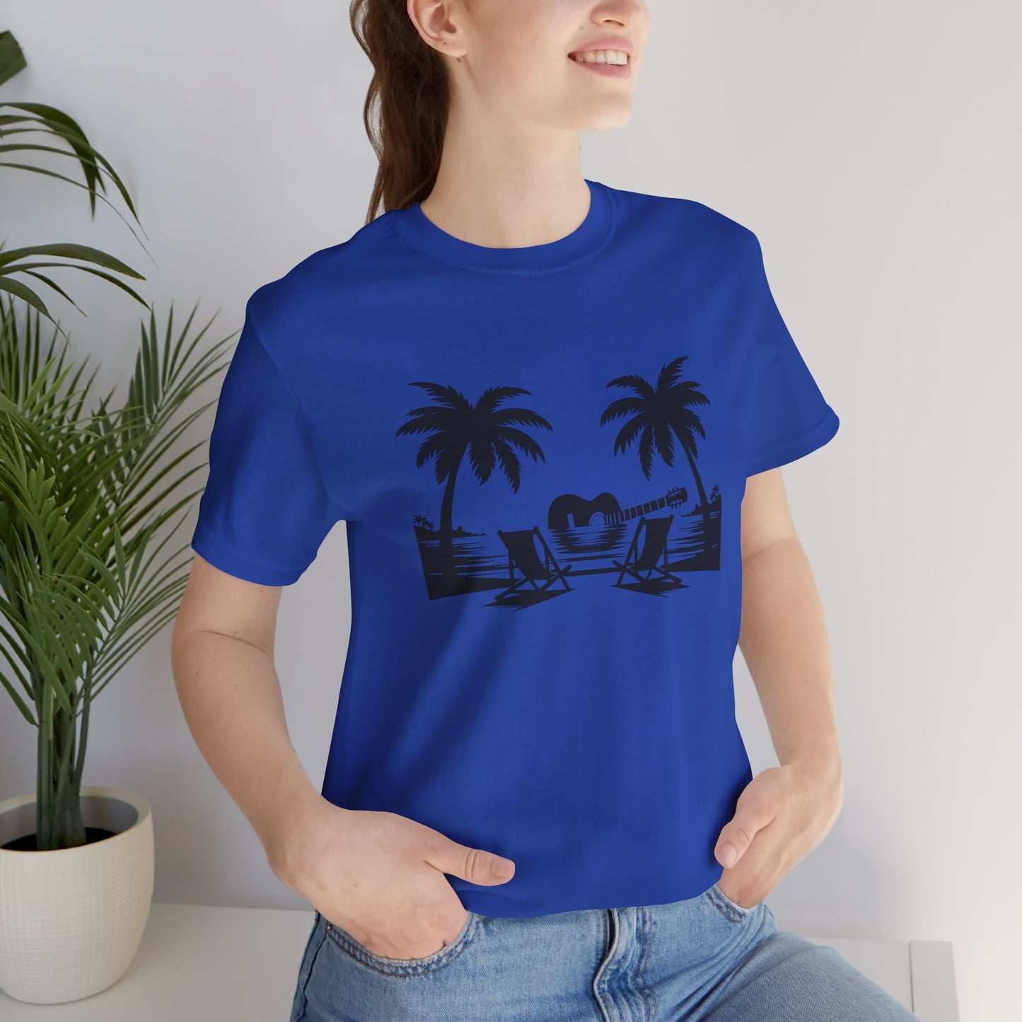 Unisex T-Shirt Guitar Music Beach Blue