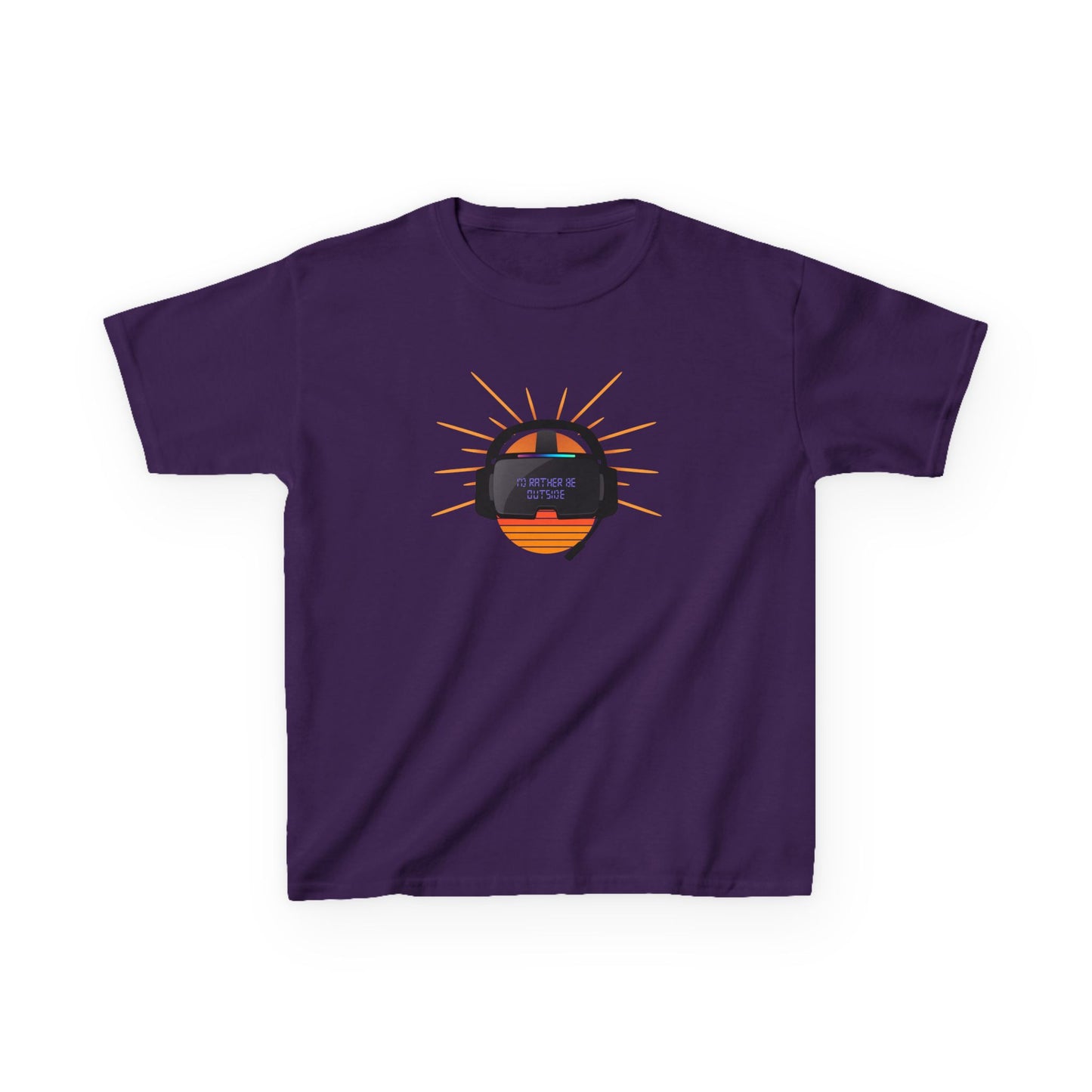 Purple t-shirt with a graphic design on a white background