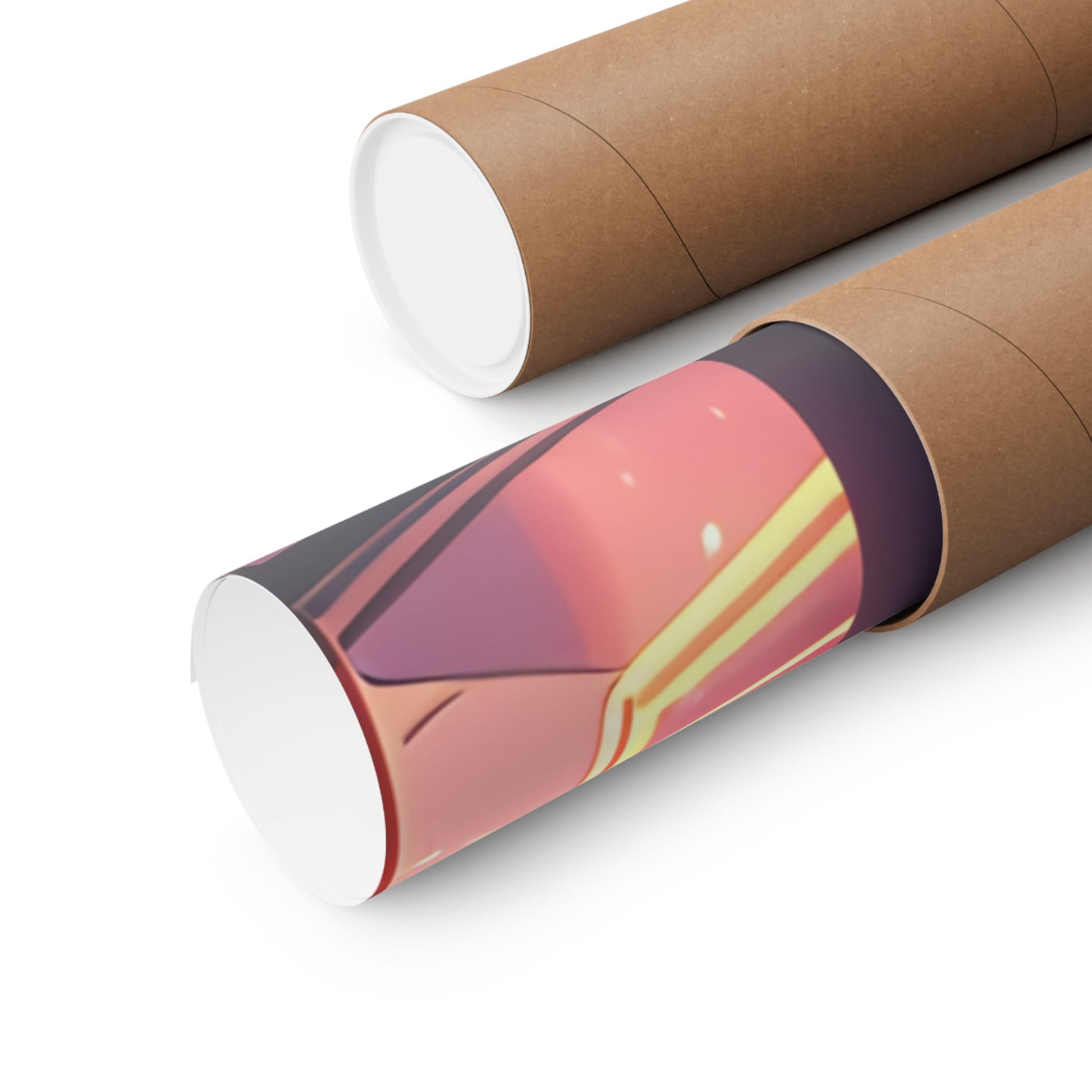 Cardboard tube with a colorful design on a white background