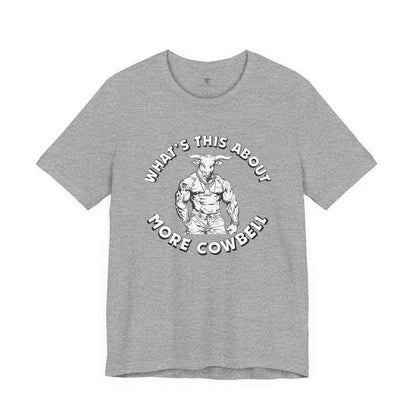 Gray t-shirt with white graphic design on a white background