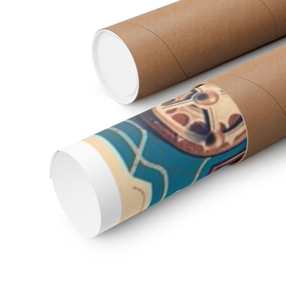 Two cardboard tubes with one featuring a decorative pattern on a white background