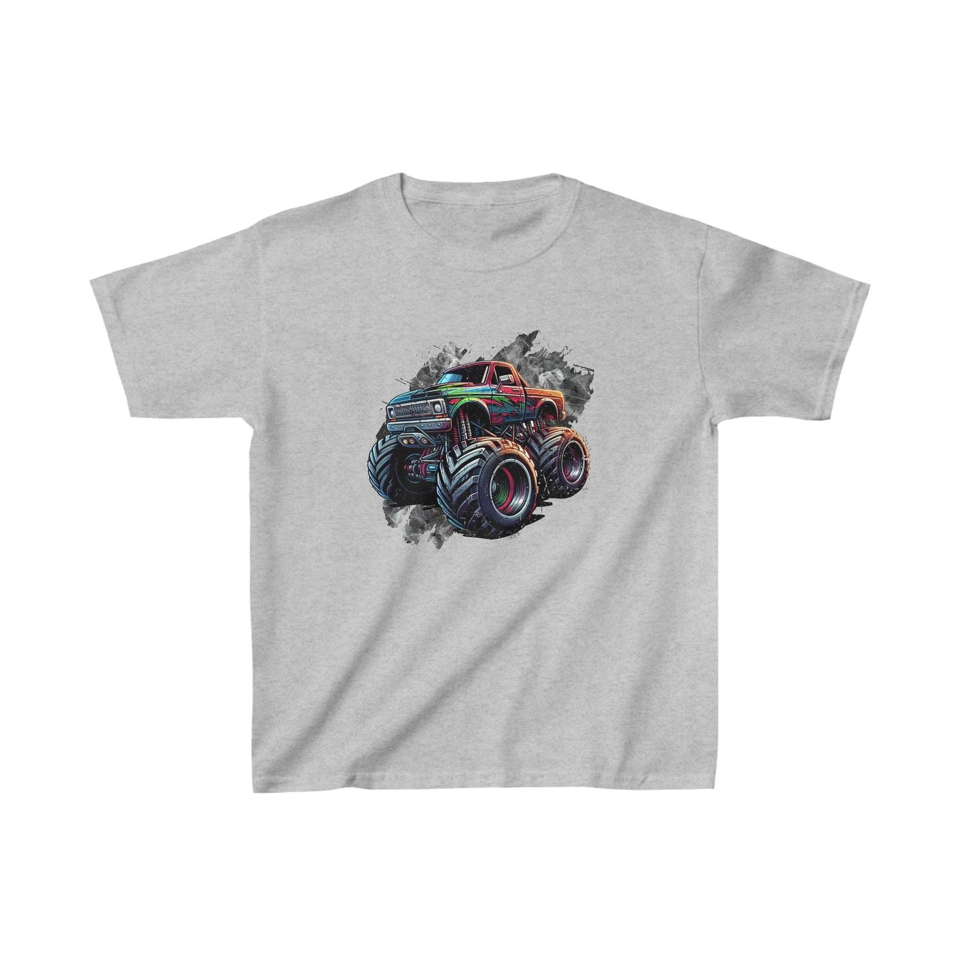 Kids Unisex T-Shirt Cool Monster Truck Grey