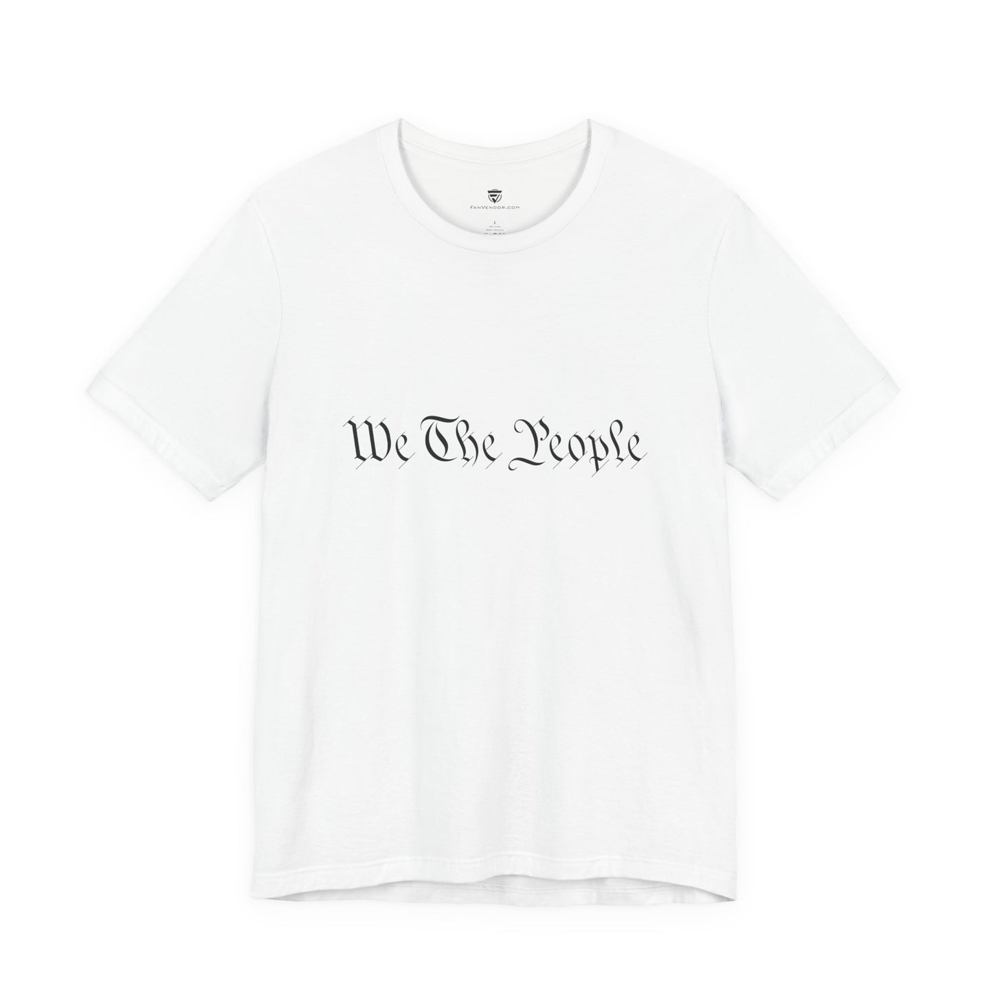 White t-shirt with 'We The People' text on a white background