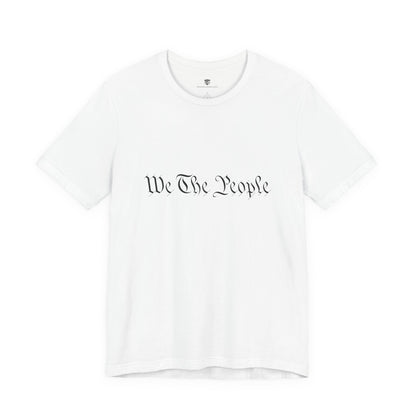 White t-shirt with 'We The People' text on a white background