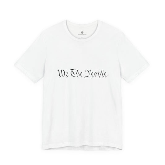 White t-shirt with 'We The People' text on a white background