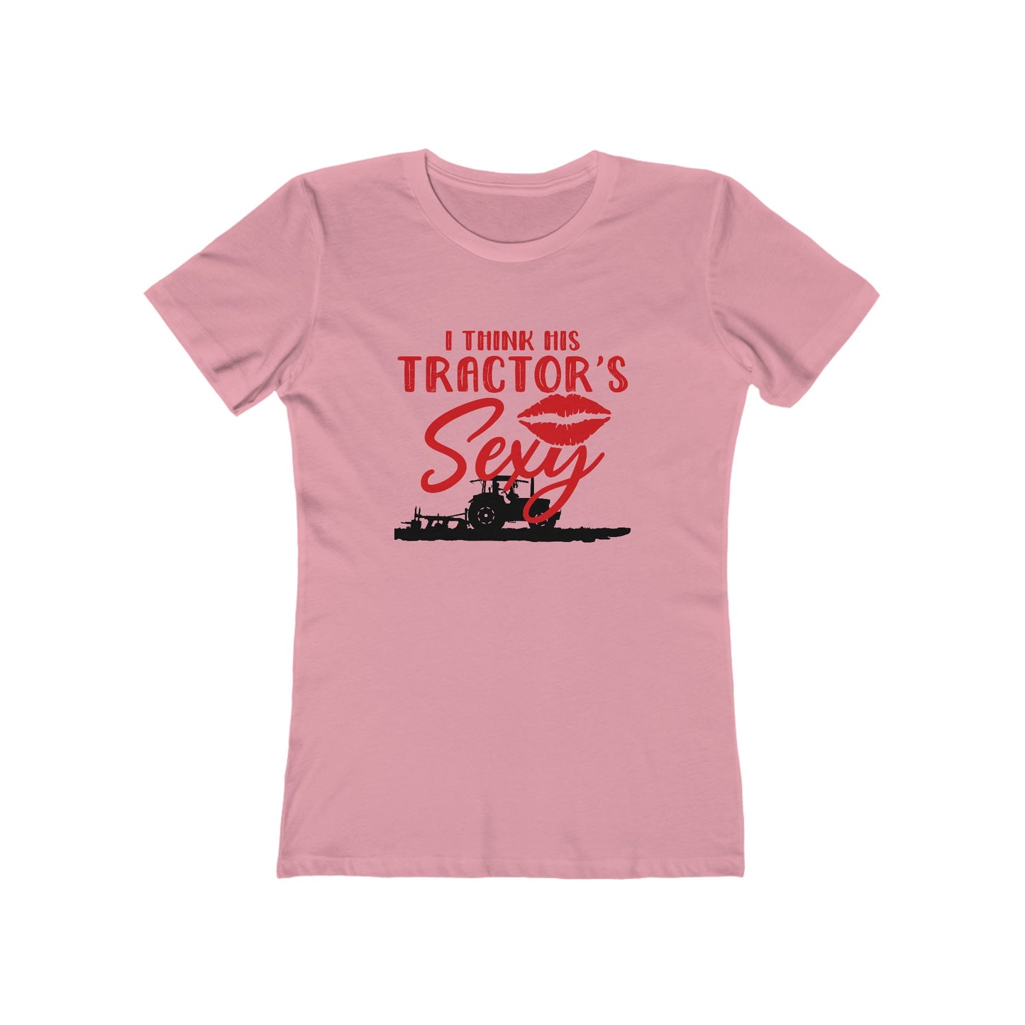 Pink graphic T-shirt with tractor