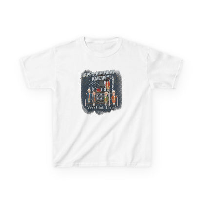 White t-shirt with graphic design on a white background