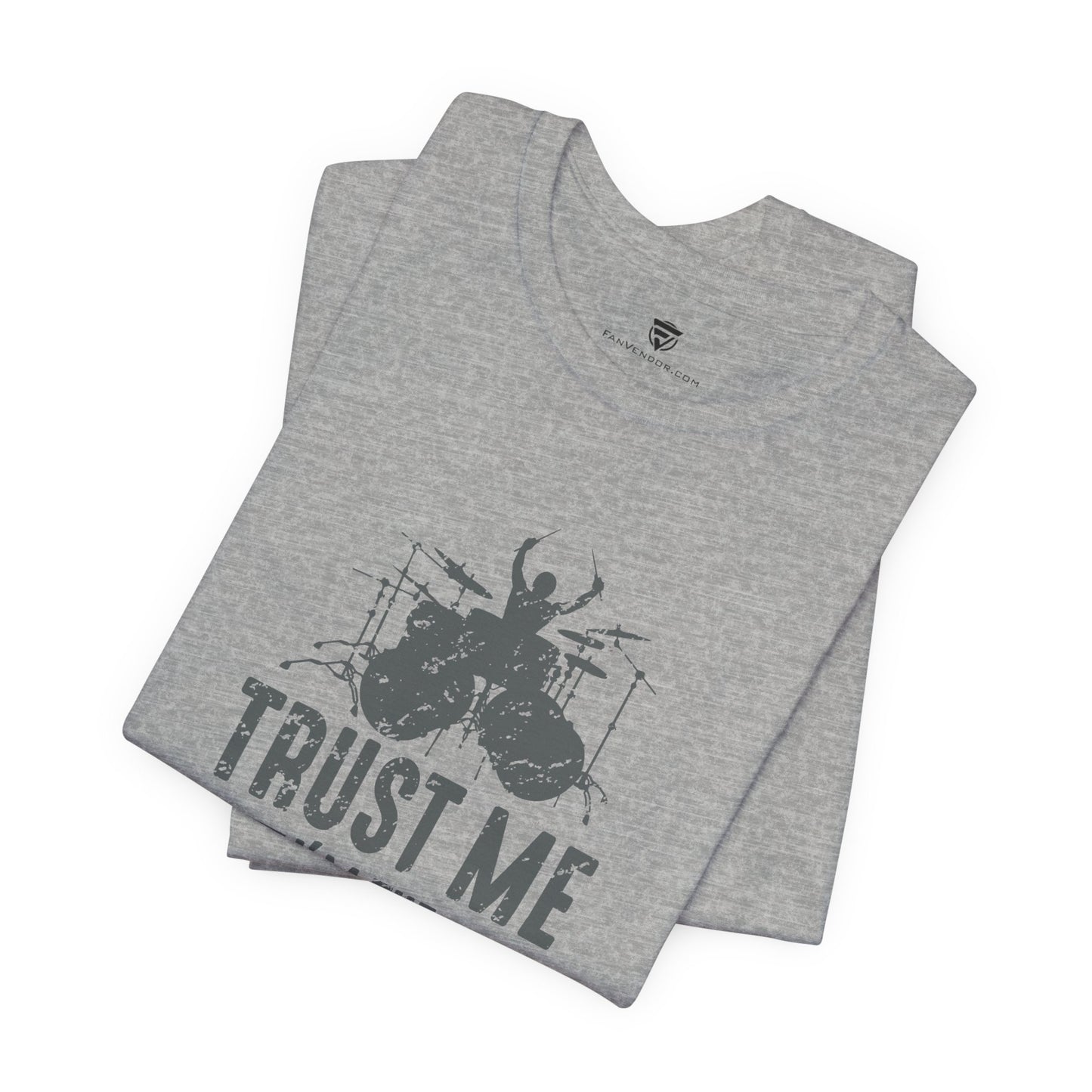 Gray t-shirt with 'Trust Me' graphic design 