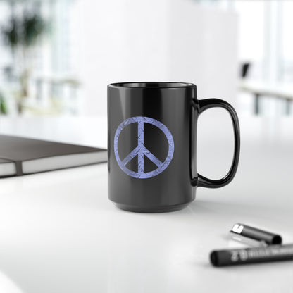 15oz Black Coffee Mug - Blue Steel Peace Sign