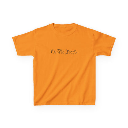 Orange t-shirt with 'We The People' text on a white background