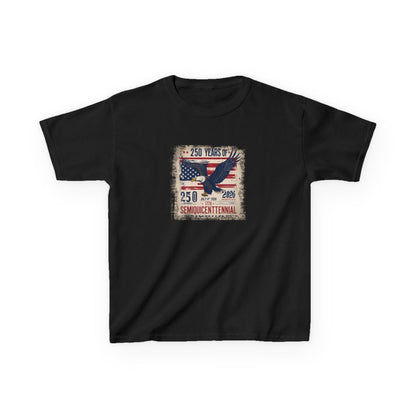 Black t-shirt with American flag and eagle design on a white background