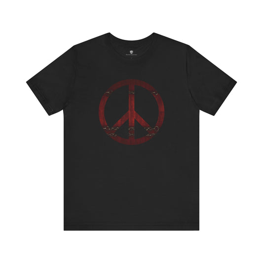 Unisex T-Shirt Chest Wood Peace Sign Black