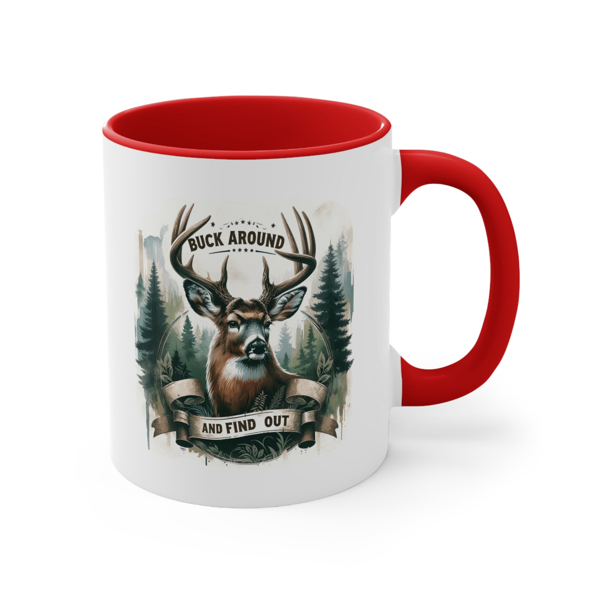 Accent Coffee Mug Cool Funny Deer Hunting Graphic Red