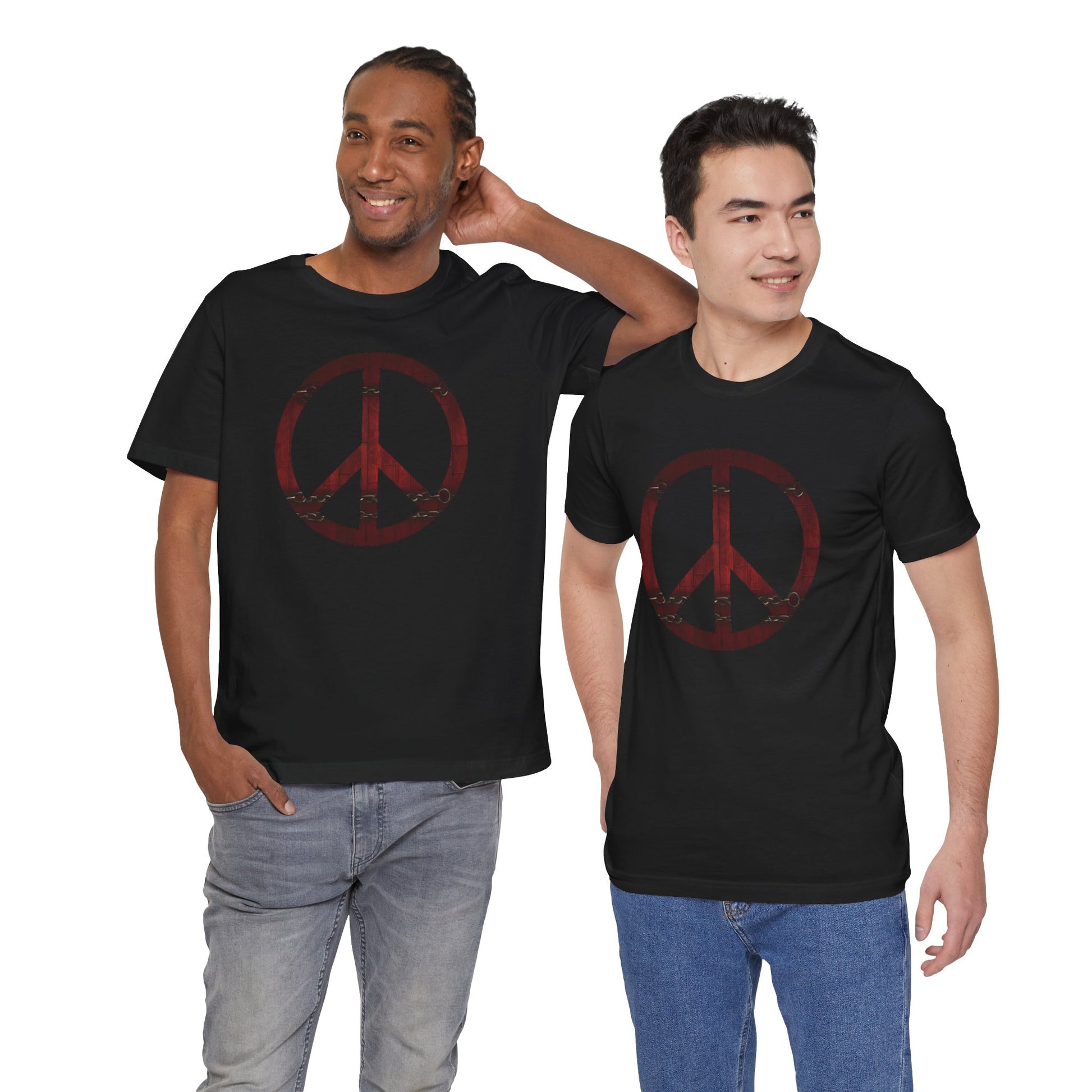 Unisex T-Shirt Chest Wood Peace Sign Black