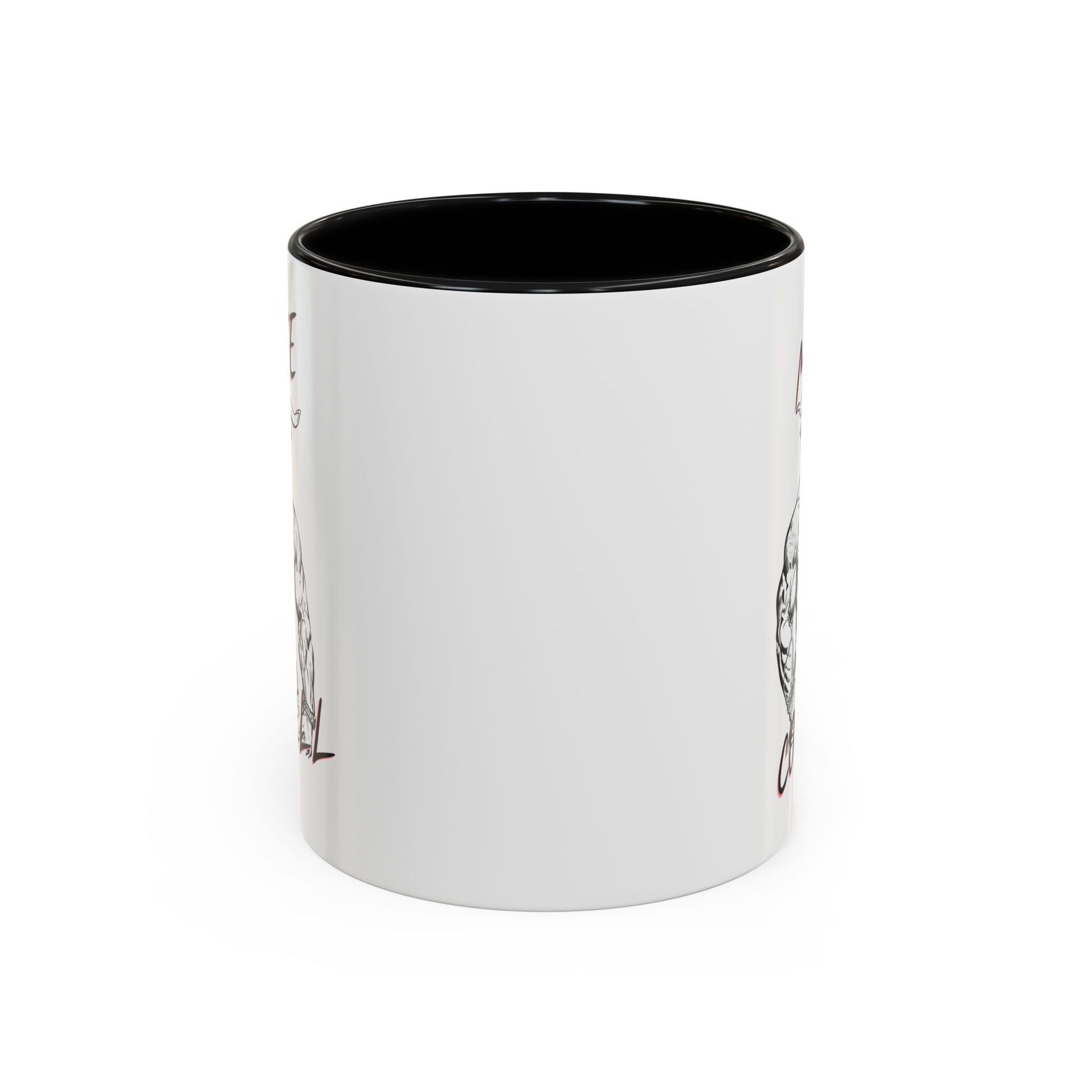 White mug with black interior on a white background