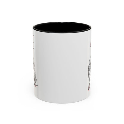 White mug with black interior on a white background