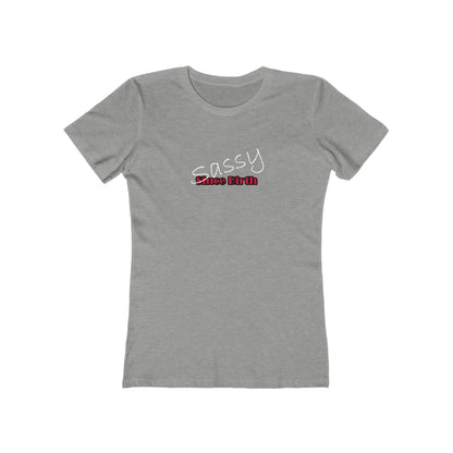 Gray t-shirt with 'Sassy Since Birth' text on a white background