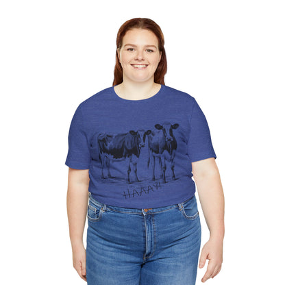 Funny Unisex T-Shirt Farm Cows Blue