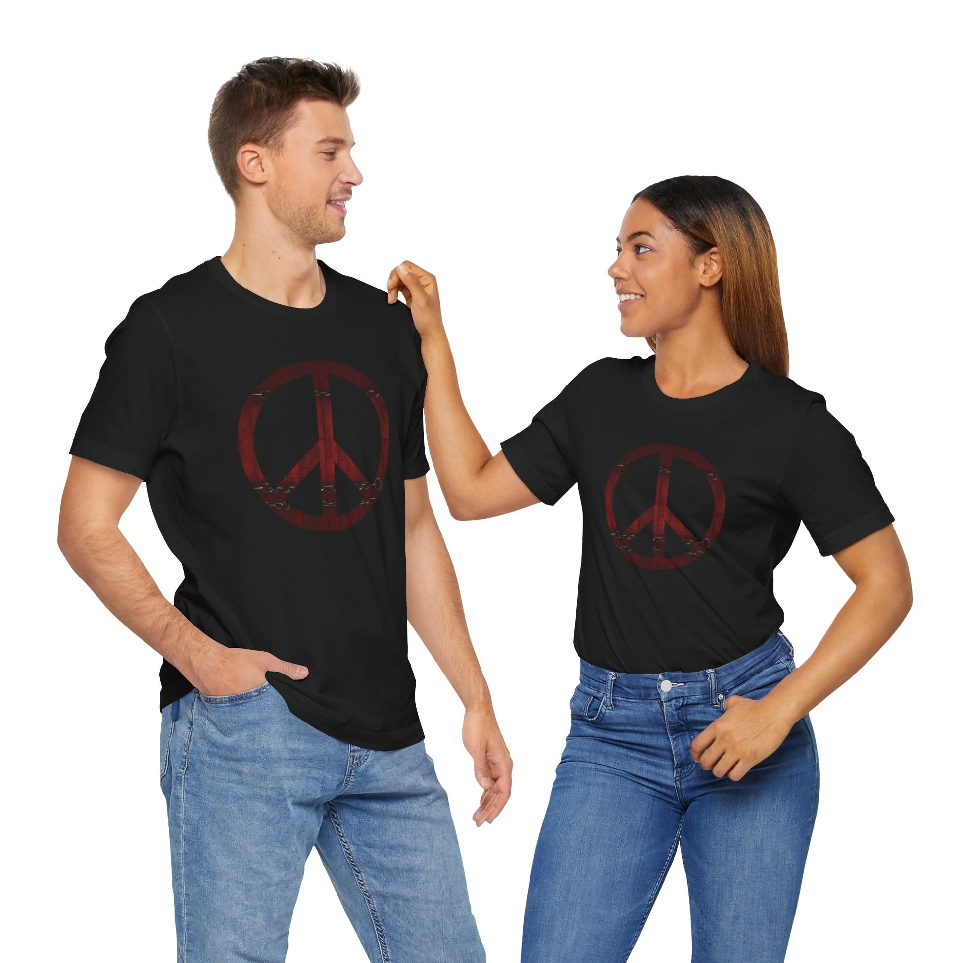 Unisex T-Shirt Chest Wood Peace Sign Black