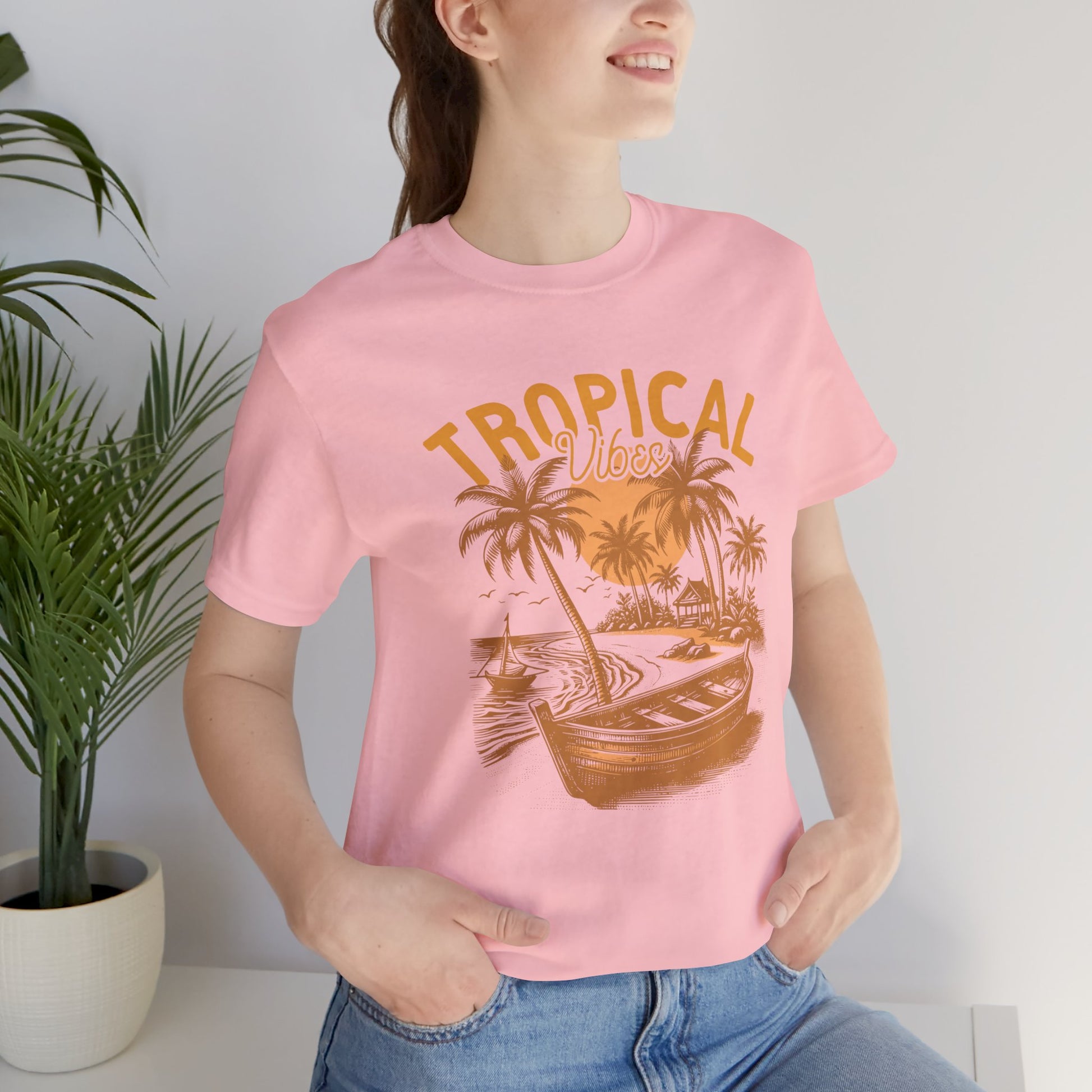 Unisex T-Shirt Vacation Beach Island Pink