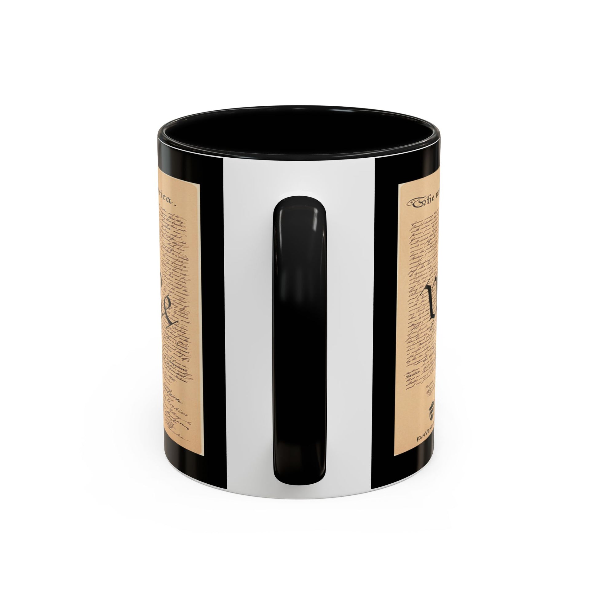 Mug with black and white design on a white background