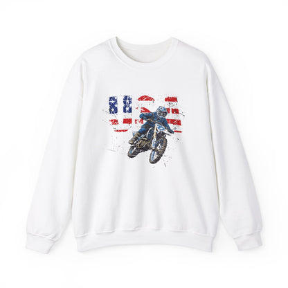 Unisex Motorcycle Sweatshirt America USA Dirt Bike White