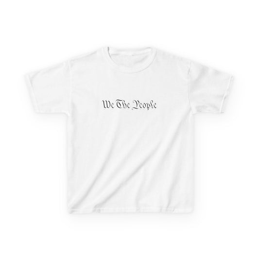 White t-shirt with 'We The People' text on a white background