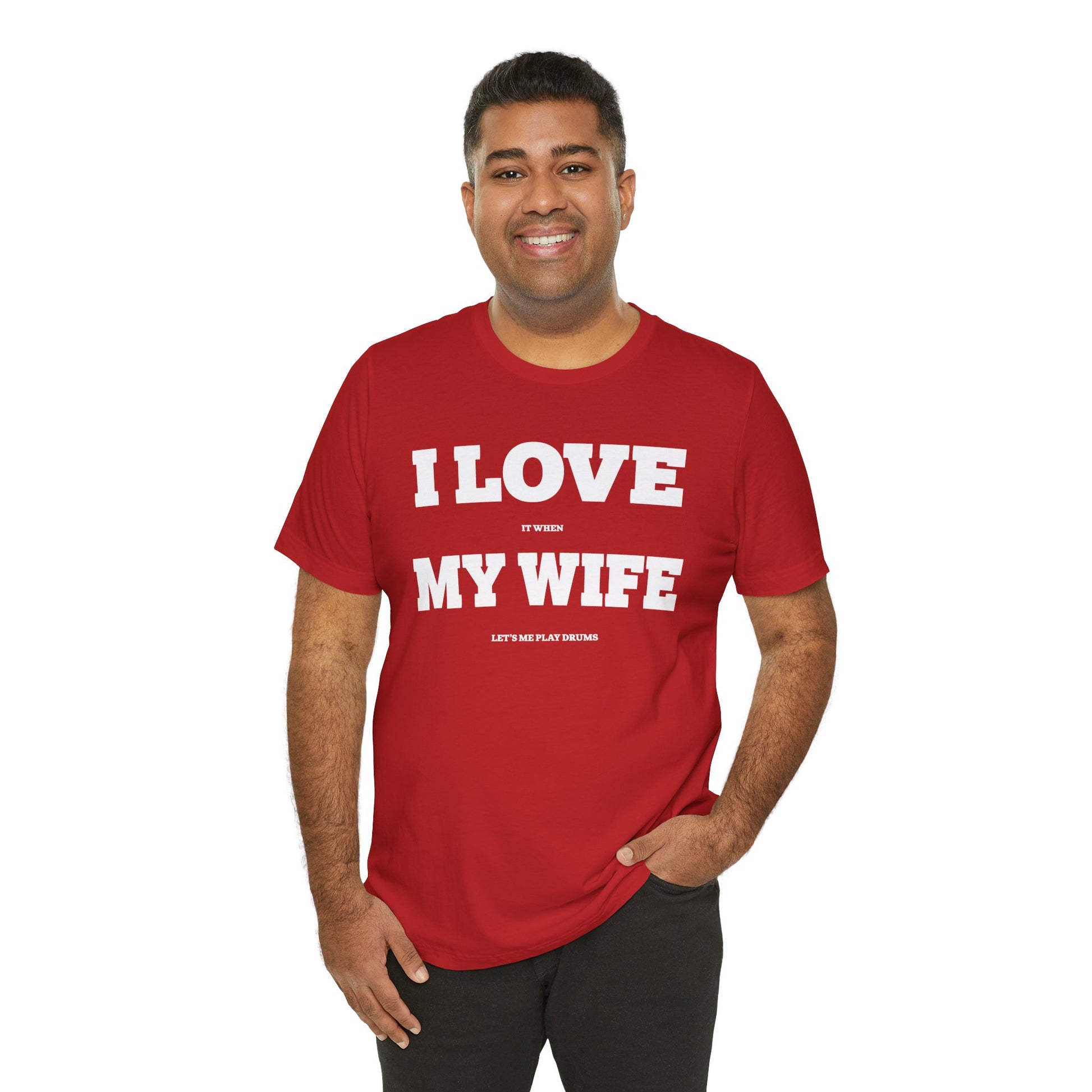 Funny Unisex T-Shirt Drummer Music Wife Red