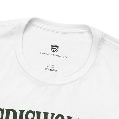 White t-shirt with 'FanVendor.com' logo and text on a white background