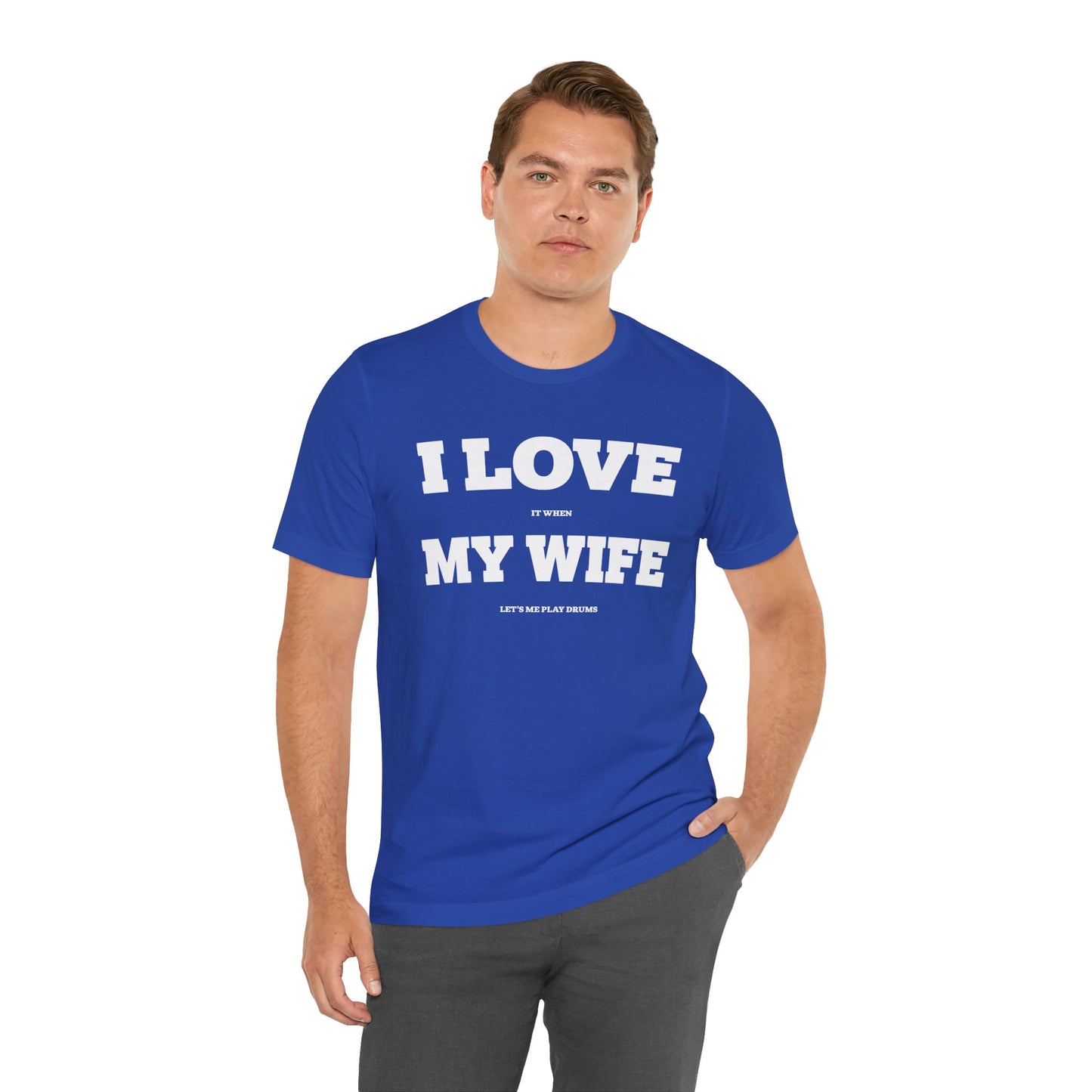 Funny Unisex T-Shirt Drummer Music Wife Blue