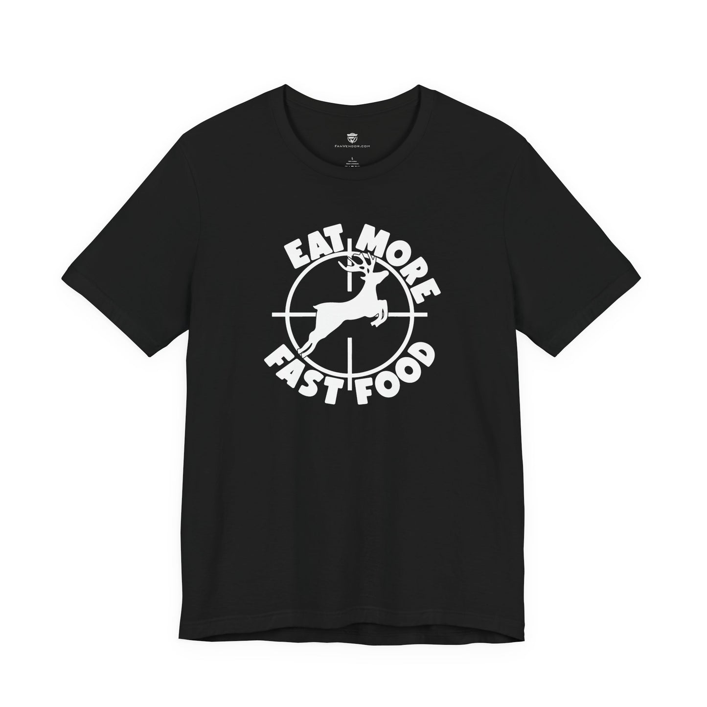 Black t-shirt with a graphic of a  on a design.