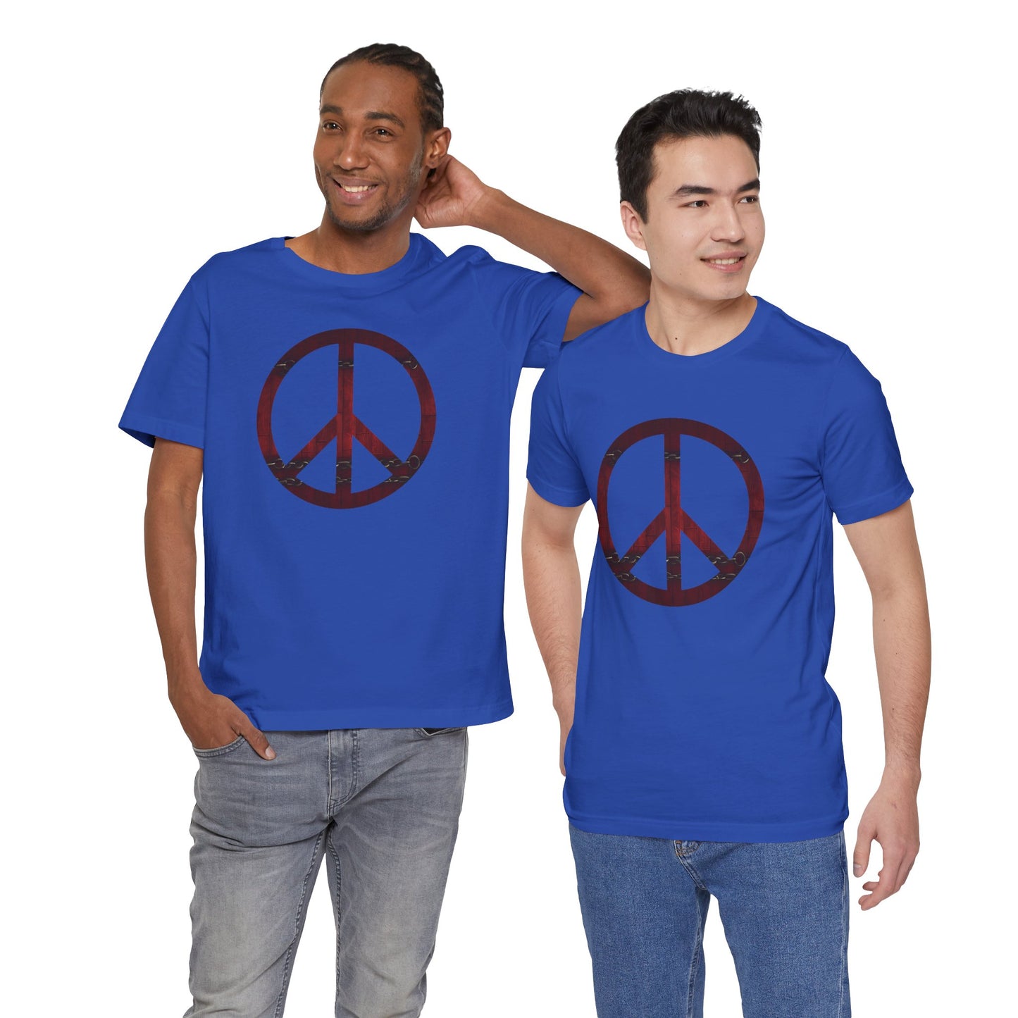 Unisex T-Shirt Chest Wood Peace Sign Blue